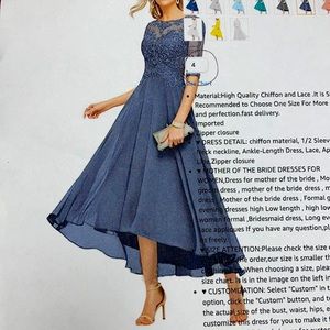 Navy lace and chiffon formal dress